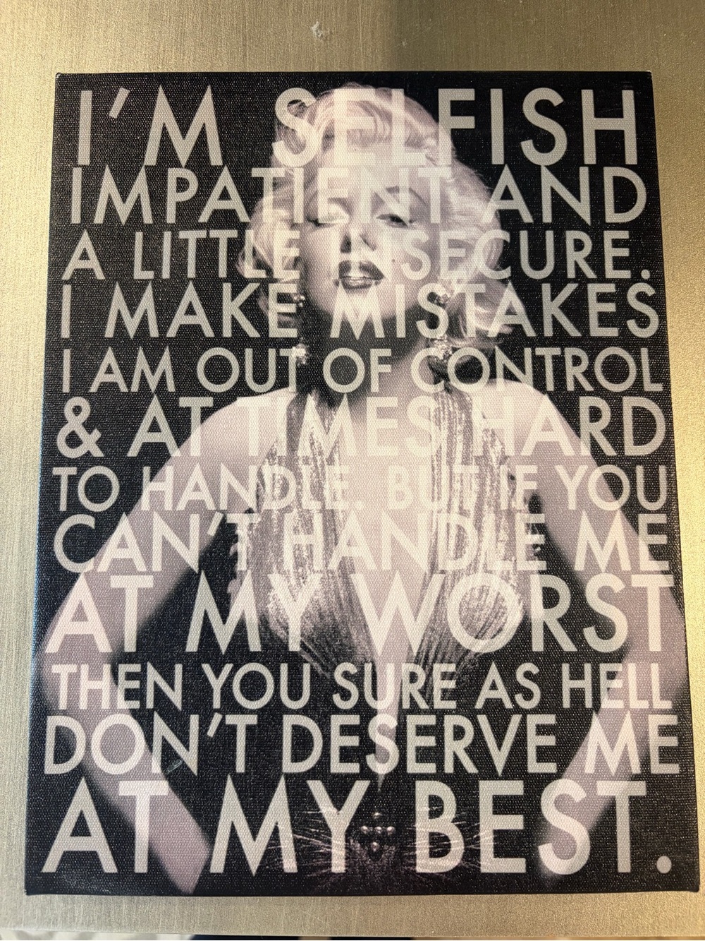 Black & White Marilyn Monroe Text Wall Art